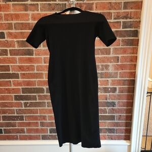SHEIN Black Knit Short-Sleeve Midi Dress Size Medium